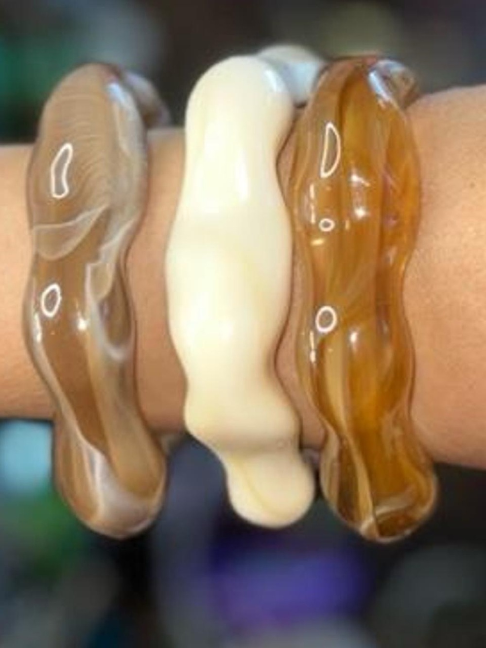Set of 3 resin cuff bangle bracelets